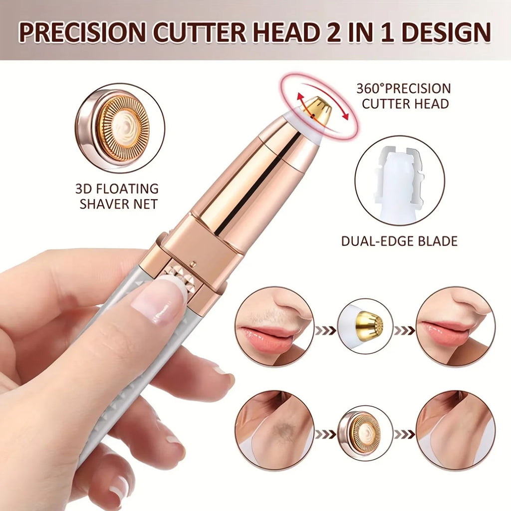 2-in-1 Multifunctional Electric Hair Removal Device with LED Light Specially Designed for Eyebrow Shaver Underarm Hair Leg Hair